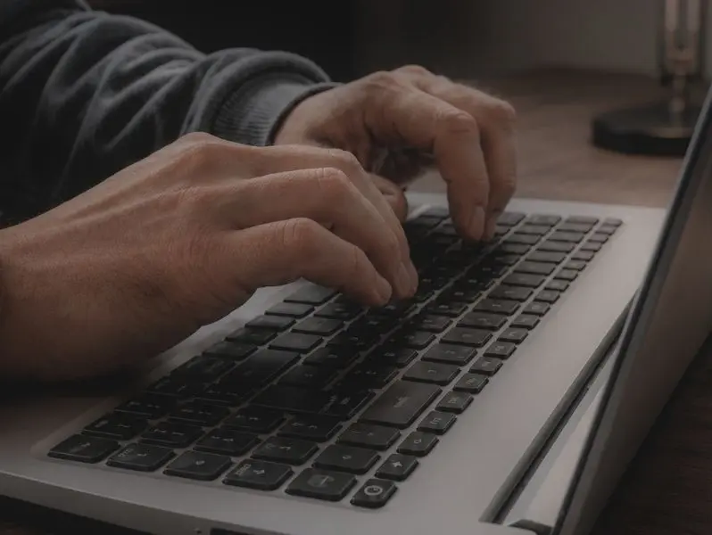 Mani su tastiera di un computer